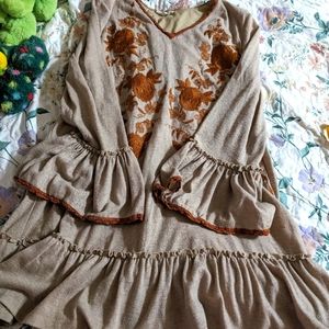 Light brown embroidered dress